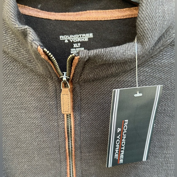 NWT Roundtree & Yorke Mens Gray 1/4 Zip Long Sleeve Pullover Size XLT - Picture 4 of 4